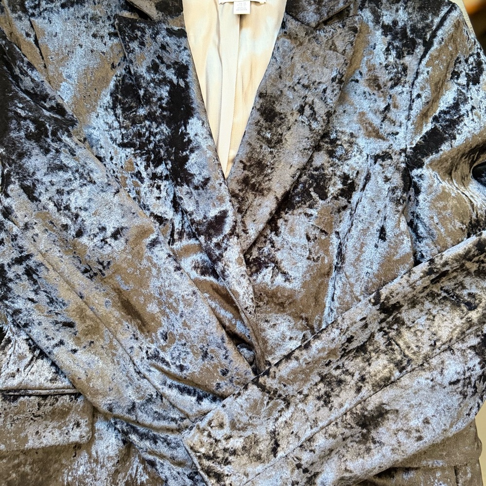 Topshop Black Crushed Velvet Blazer US 10 Double Breasted - Picture 12 of 13